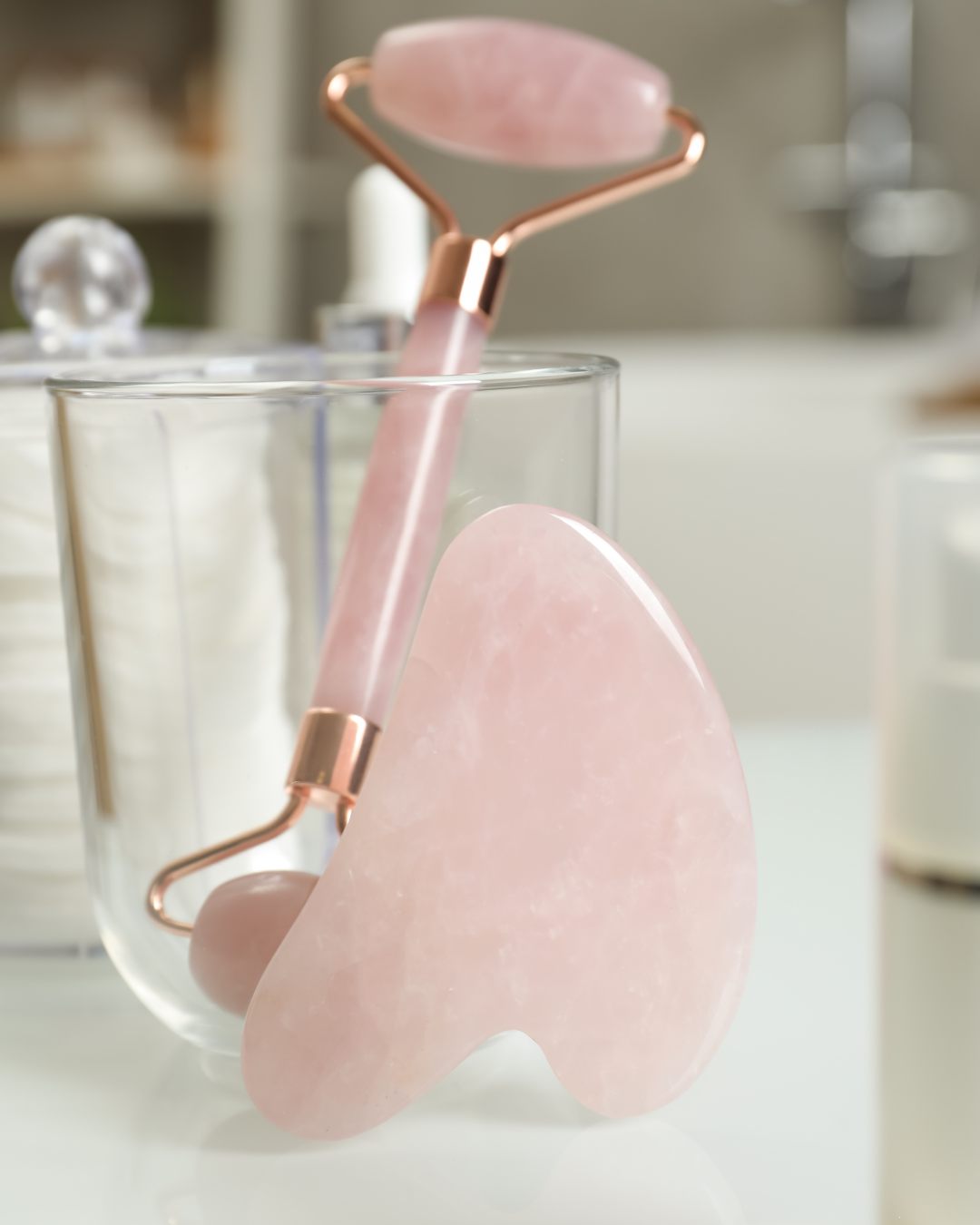 RadianceRoll™ Pink Jade Face Roller – Natural Jade Gua Sha for Anti-Aging & Puffiness