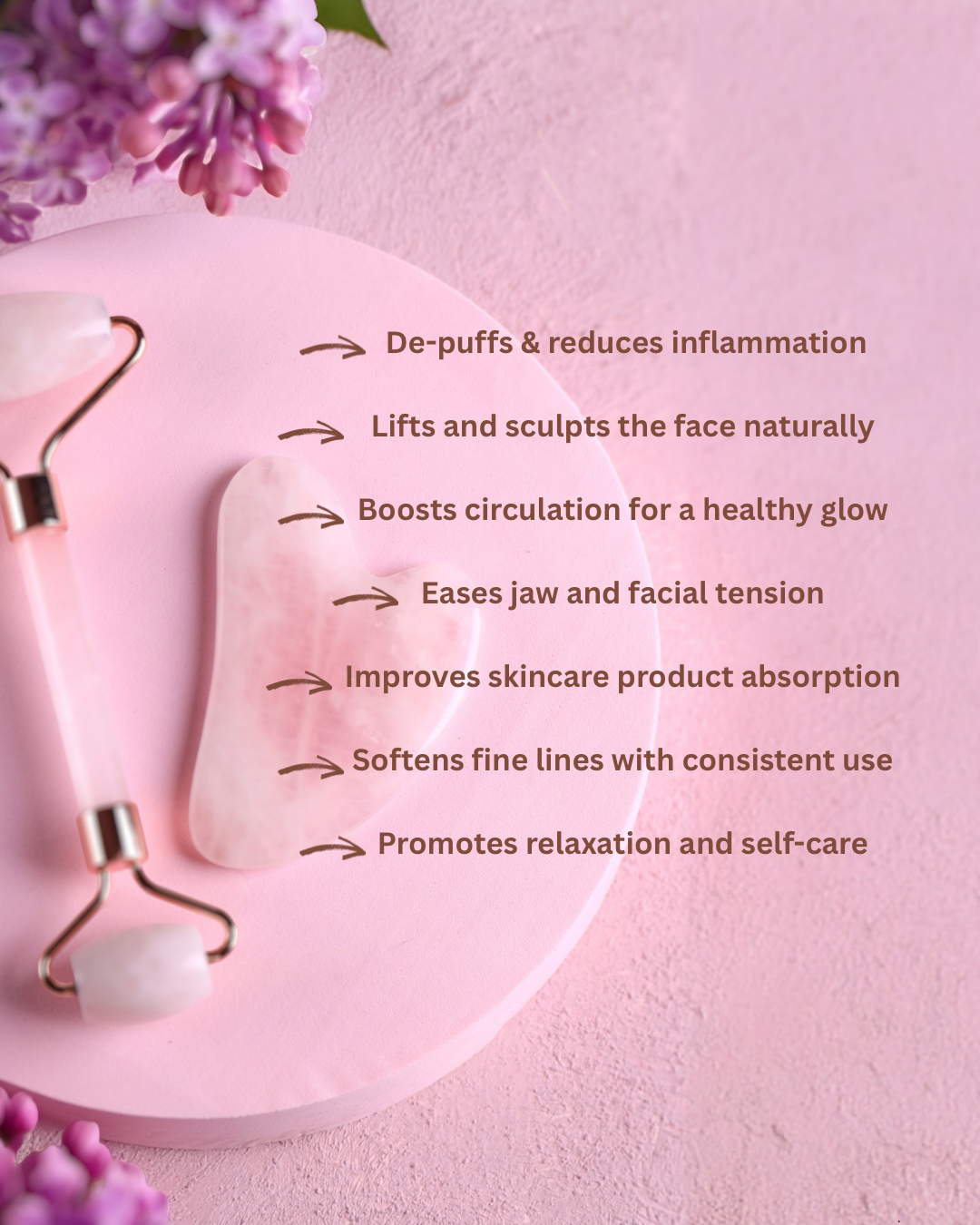 RadianceRoll™ Pink Jade Face Roller – Natural Jade Gua Sha for Anti-Aging & Puffiness