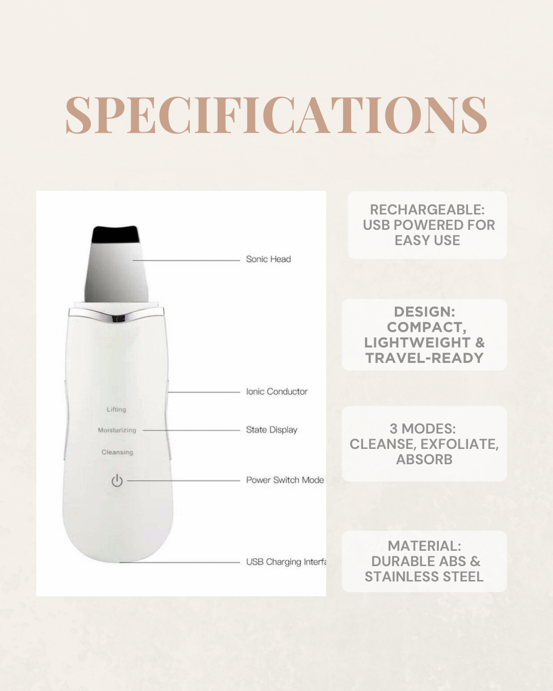 GlowLift™ Ultrasonic Skin Scrubber – Blackhead Remover & Facial Lifting Tool