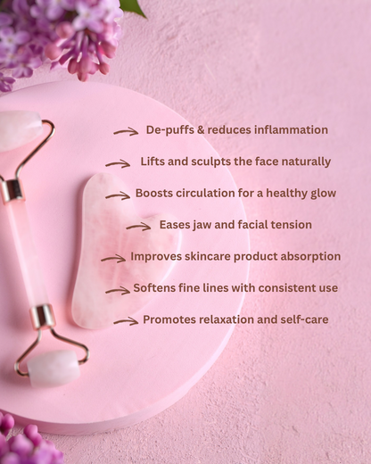 RadianceRoll™ Pink Jade Face Roller – Natural Jade Gua Sha for Anti-Aging & Puffiness
