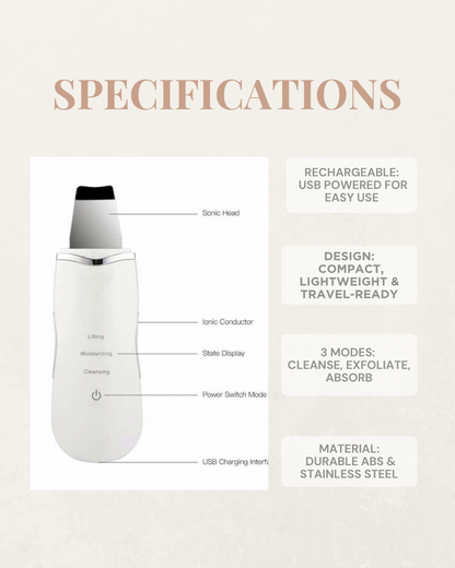 GlowLift™ Ultrasonic Skin Scrubber – Blackhead Remover & Facial Lifting Tool